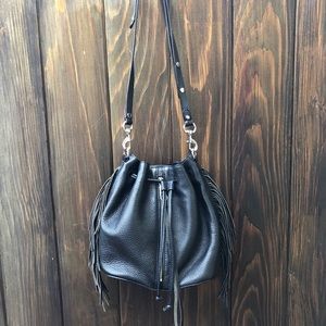 Rebecca Minkoff mini fringe moto bucket bag